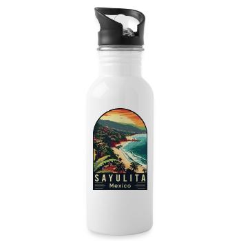Entdecken Sie das tropische Paradies Sayulita Mexiko - Trinkflasche mit integriertem Trinkhalm - Weiß - Rechts