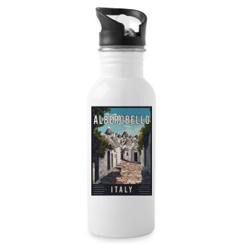 Entdecken Sie den mediterranen Alberobello in Italien - Trinkflasche mit integriertem Trinkhalm - Weiß - Rechts