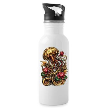 Graphique esthétique de tatouage de méduse - Gourde avec paille intégrée - blanc - Droite