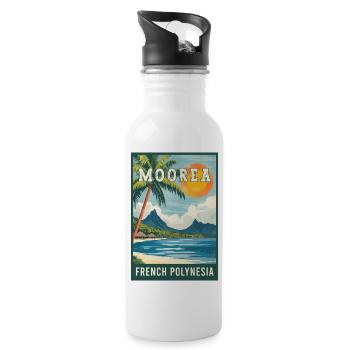 Explorez les Moorea tropicaux en Polynésie française - Gourde avec paille intégrée - blanc - Droite