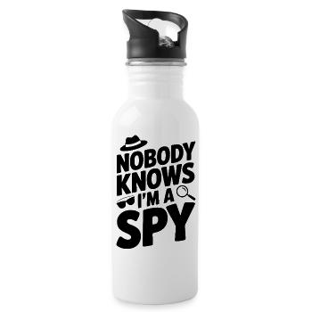 Nobody Knows I'm a Spy - Water bottle with straw - white - Right