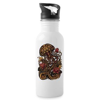 Graphique esthétique de tatouage de méduse - Gourde avec paille intégrée - blanc - Droite