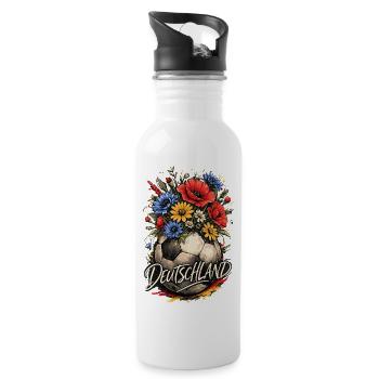 Floral Fußball Ball Deutschland - Trinkflasche mit integriertem Trinkhalm - Weiß - Rechts