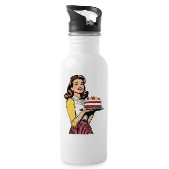 Backen Torte Backkönigin Backfee Bäckerin Pop Art - Trinkflasche mit integriertem Trinkhalm - Weiß - Rechts