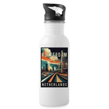 Explore Stunning Rotterdam in Netherlands - Water bottle with straw - white - Right