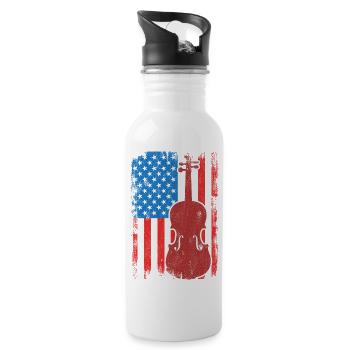 Patriotischer US Violinist - Trinkflasche mit integriertem Trinkhalm - Weiß - Rechts