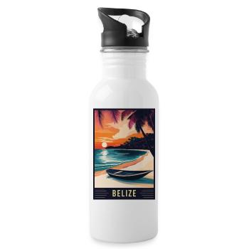 Discover Tropical Paradise of Belize - Water bottle with straw - white - Right