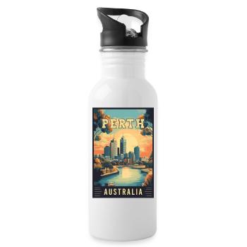 Discover City by the Swan River Perth in Australia - Water bottle with straw - white - Right