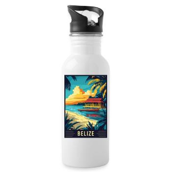 Explore Tropical Paradise of Belize - Water bottle with straw - white - Right