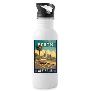 Experience City by the Swan River Perth Australia - Water bottle with straw - white - Right