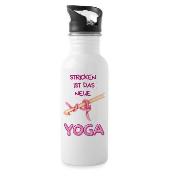 Stricken ist das neue Yoga - Trinkflasche mit integriertem Trinkhalm - Weiß - Rechts