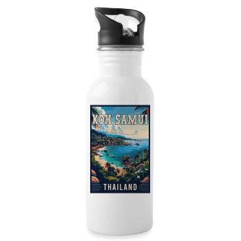 Explore Paradise in Koh Samui in Thailand - Water bottle with straw - white - Right