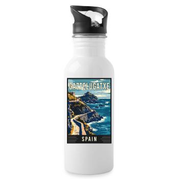 Explore Enchantment of Gaztelugatxe in Spain - Water bottle with straw - white - Right