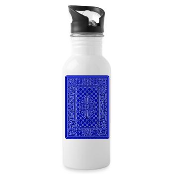 Geometric Playing Card Vector Art Blue - Water bottle with straw - white - Right
