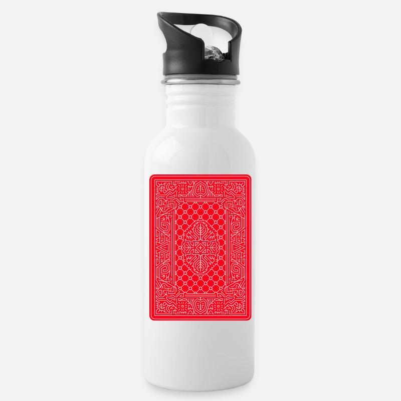 Geometrische Spielkarten-Vektorkunst Rot - Trinkflasche mit integriertem Trinkhalm - Weiß