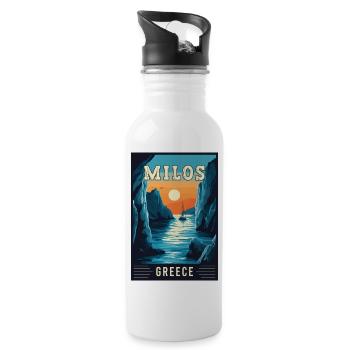 Explore Breathtaking Beauty of Milos in Greece - Water bottle with straw - white - Right