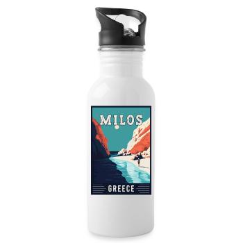 Discover Breathtaking Beauty of Milos in Greece - Water bottle with straw - white - Right