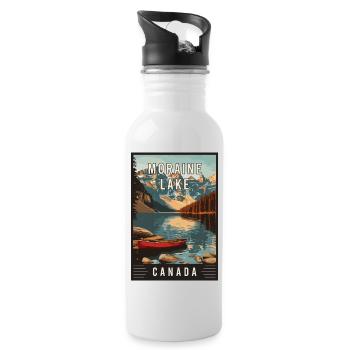 Découvrez le lac Moraine, Canada, parc national de Banff - Gourde avec paille intégrée - blanc - Droite