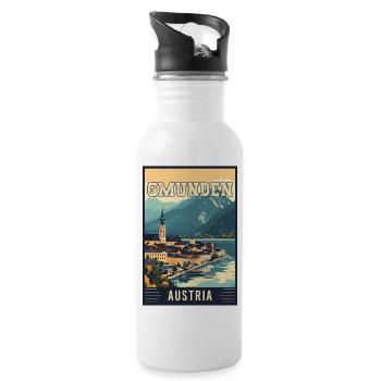 Gmunden Lakeside Beauty in Austria - Water bottle with straw - white - Right