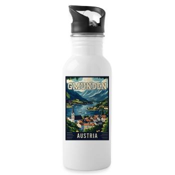 Discover Lakeside Beauty of Gmunden in Austria - Water bottle with straw - white - Right