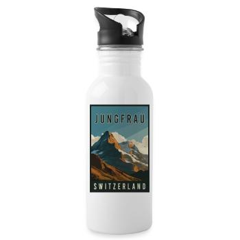 Découvrez le paysage suisse Jungfrau en Suisse - Gourde avec paille intégrée - blanc - Droite