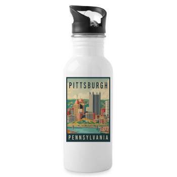 Explore Skyline of Pittsburgh in Pennsylvania - Water bottle with straw - white - Right