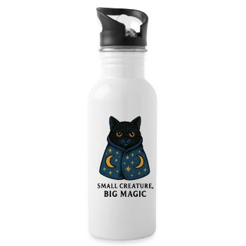 Cat magic in a starry mantle - Water bottle with straw - white - Right