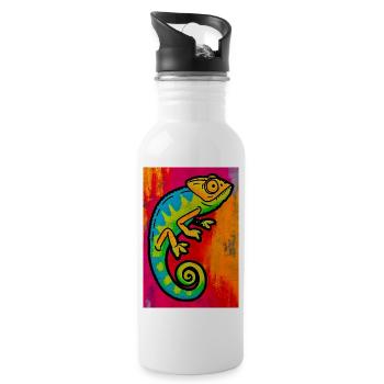 chameleon - Water bottle with straw - white - Right