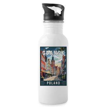 Discover Stunning Gdansk City in Poland - Water bottle with straw - white - Right