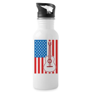 Guitar USA Flag - Water bottle with straw - white - Right
