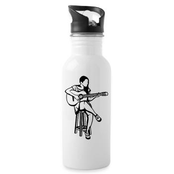 Guitar Girl - Water bottle with straw - white - Right