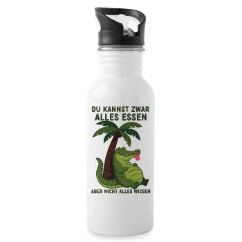 Du kannst zwar alles essen, aber nicht alles... - Trinkflasche mit integriertem Trinkhalm - Weiß - Rechts