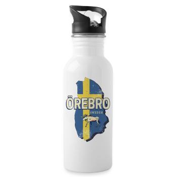 Örebro Schweden Provinz Landkarte Vintage Souvenir - Trinkflasche mit integriertem Trinkhalm - Weiß - Rechts