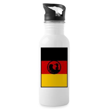 Flaggenkunst: Adler über Deutschland - Trinkflasche mit integriertem Trinkhalm - Weiß - Rechts