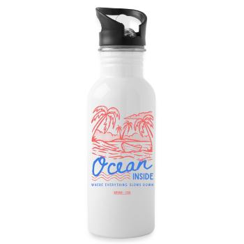 Ocean Inside Palm Island - Water bottle with straw - white - Right