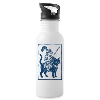 Frog Knight - Woodcut Fantasy Art - Water bottle with straw - white - Right