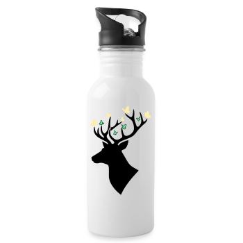 Papillon tête de cerf Multicolore - Gourde avec paille intégrée - blanc - Droite