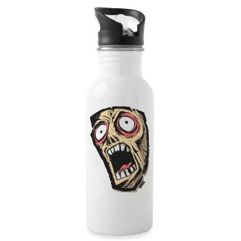 Psychedelic Screaming Skull - Water bottle with straw - white - Right