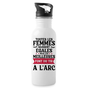 faire du tir à l arc / femme et tir à l'arc - Gourde avec paille intégrée - blanc - Droite