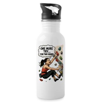 Bouldern Frau Überhang – One More Try Comic - Trinkflasche mit integriertem Trinkhalm - Weiß - Rechts