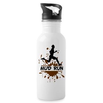 Mud Run Man – Modder Runner - Water bottle with straw - white - Right