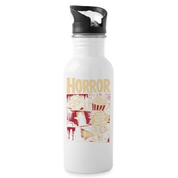 Horror Film Retro Kino Blut Stil - Trinkflasche mit integriertem Trinkhalm - Weiß - Rechts