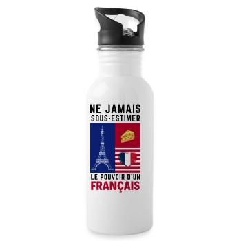 Éiffel et Coeur Français - Gourde avec paille intégrée - blanc - Droite