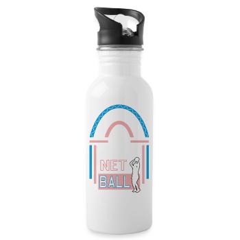 10 Jahre Netball Jubiläum Netballspieler Jubi - Trinkflasche mit integriertem Trinkhalm - Weiß - Rechts