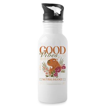 Vibes Capybara Design - Water bottle with straw - white - Right