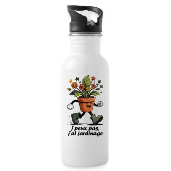 Je peux pas, j’ai Jardinage – Pot de Fleur fun - Gourde avec paille intégrée - blanc - Droite
