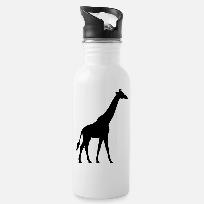 Giraffe - Trinkflasche mit integriertem Trinkhalm - Weiß