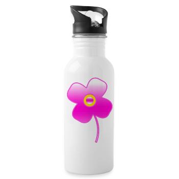 Blumen - Trinkflasche mit integriertem Trinkhalm - Weiß - Rechts