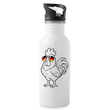 German flag rooster German Germany chickens - Water bottle with straw - white - Right