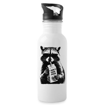 Raccoon drinks 'I don't care' juice - Water bottle with straw - white - Right